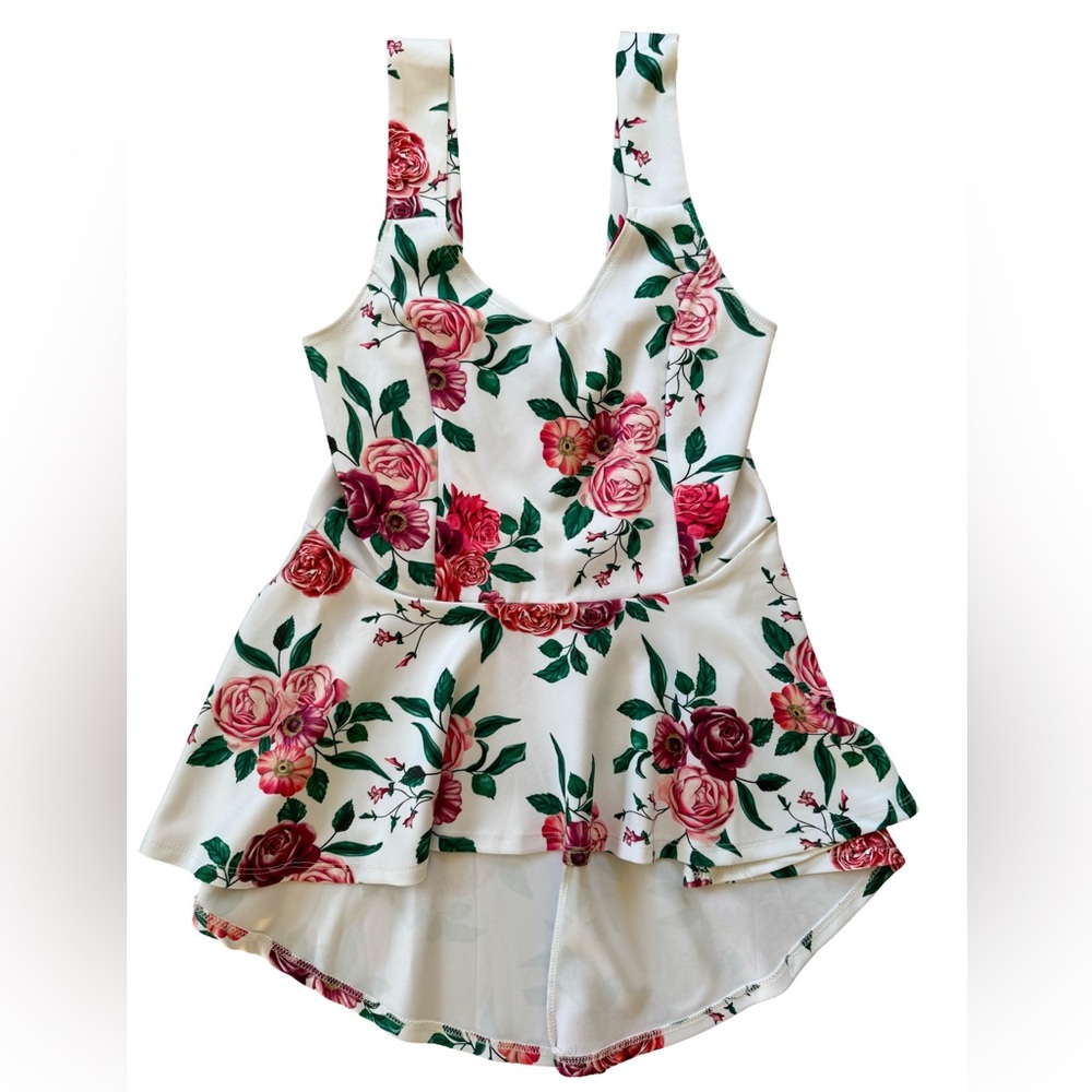 Sleeveless Floral High-Low Top